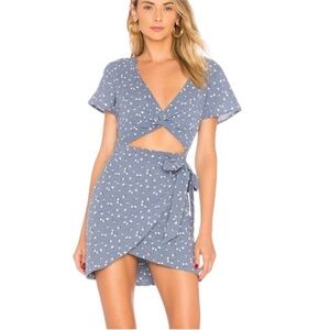 MAJORELLE Blue Floral Cutout Mini Dress